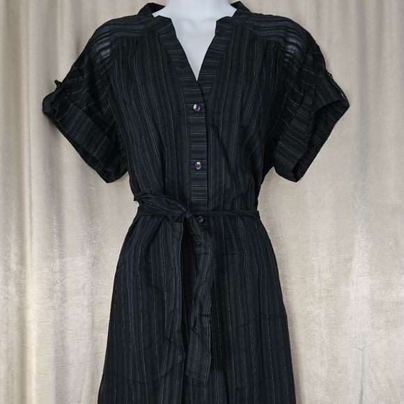 NWOT Nine West blue & black pinstripe A-line shirt dress Womens Medium - Picture 5 of 6